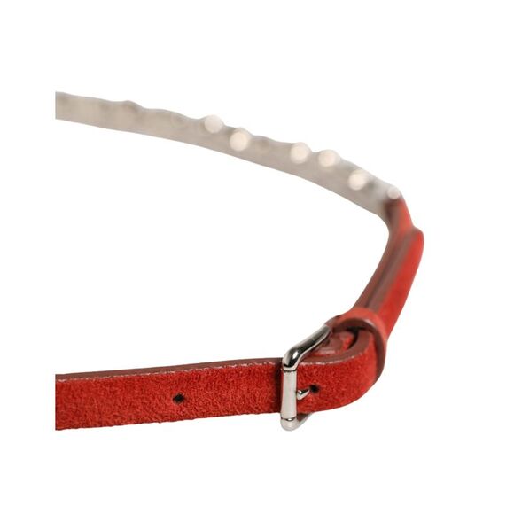 Dolce & Gabbana Red Velvet Crystals Chain Embellished Women's Belt